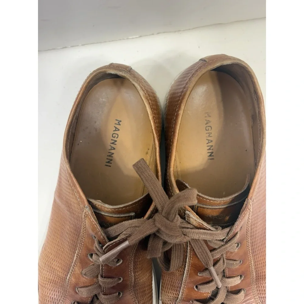 Magnanni Brown‎ Leather Comfort Men's Casual Lace Up Sneakers Size 9